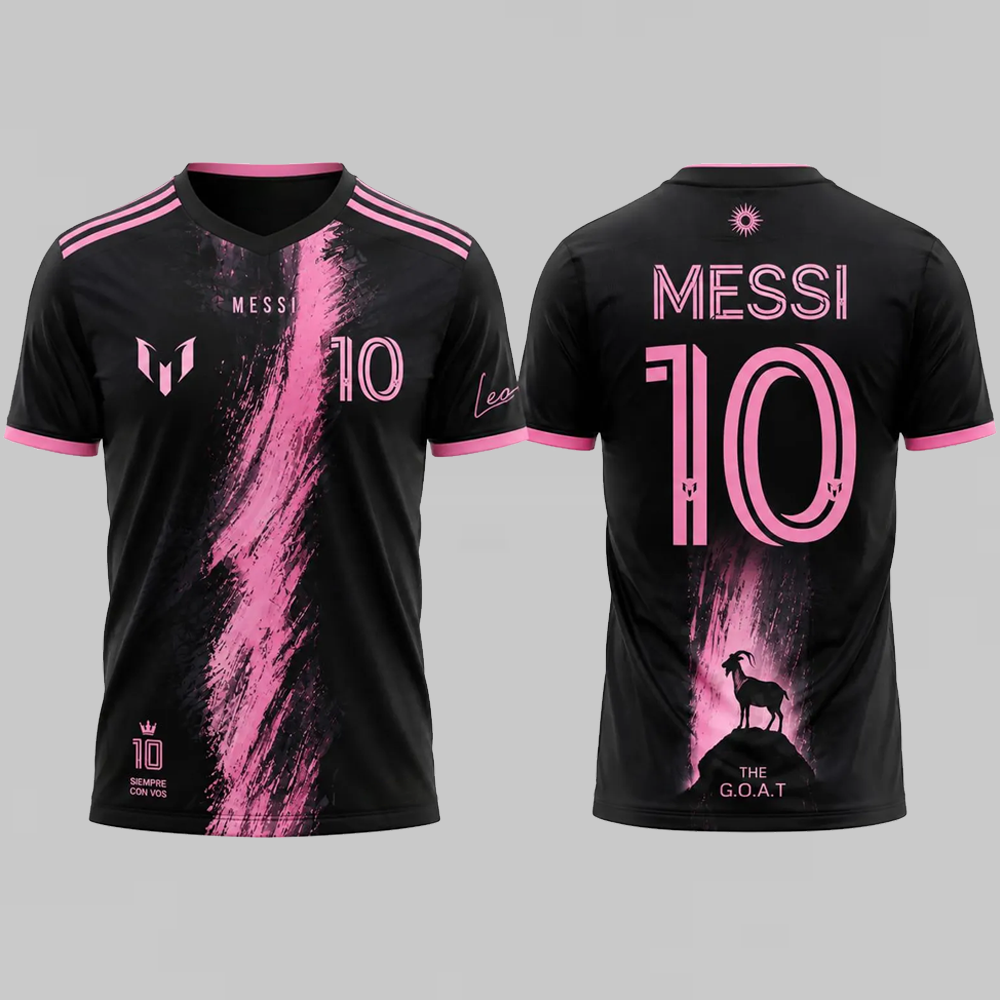 Lionel Messi #10 Black Pink GOAT Soccer Jersey