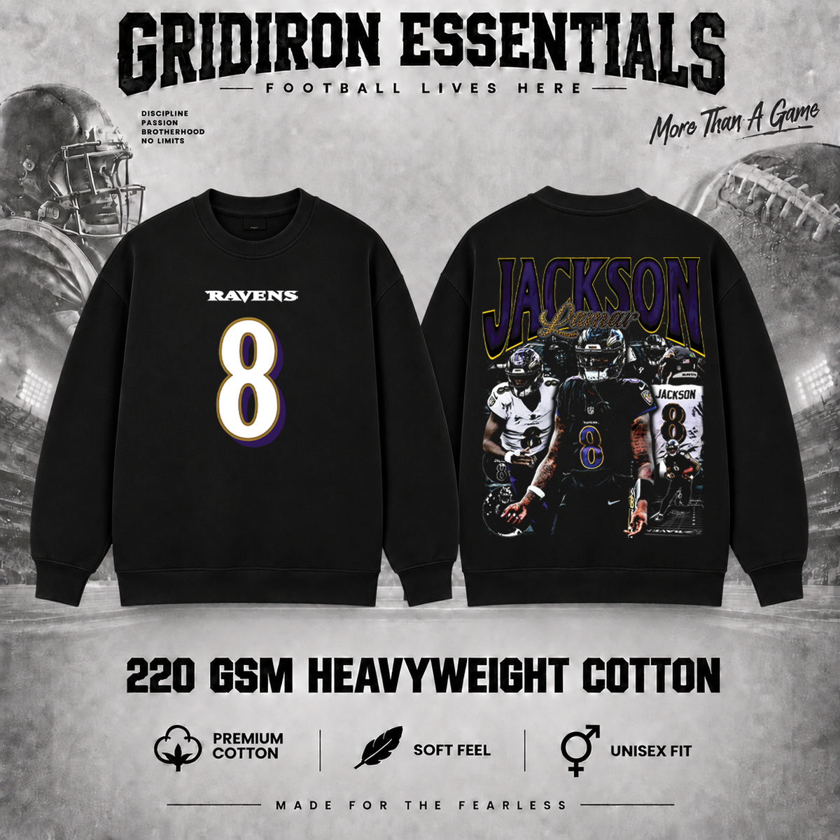 Lamar Jackson #8 Ravens Football Graphic T-Shirt